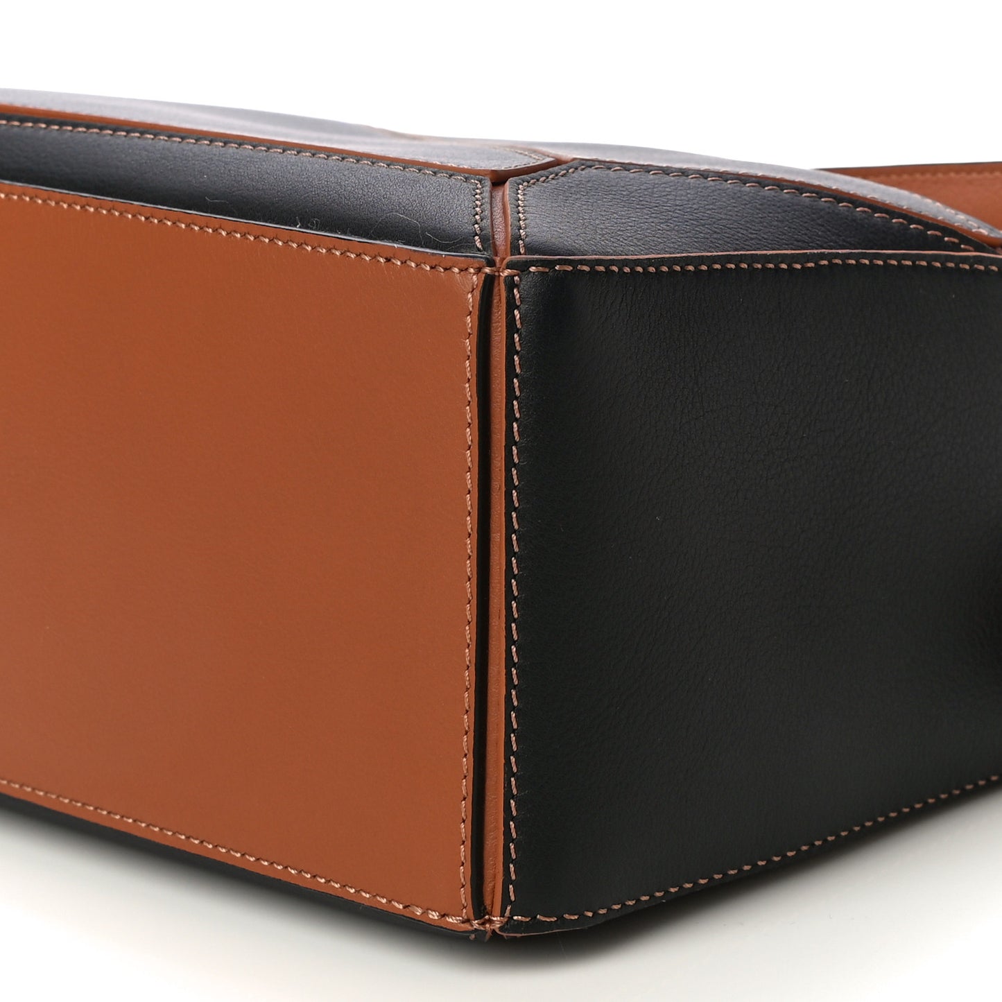 Calfskin Small Craft Puzzle Bag Tan Black