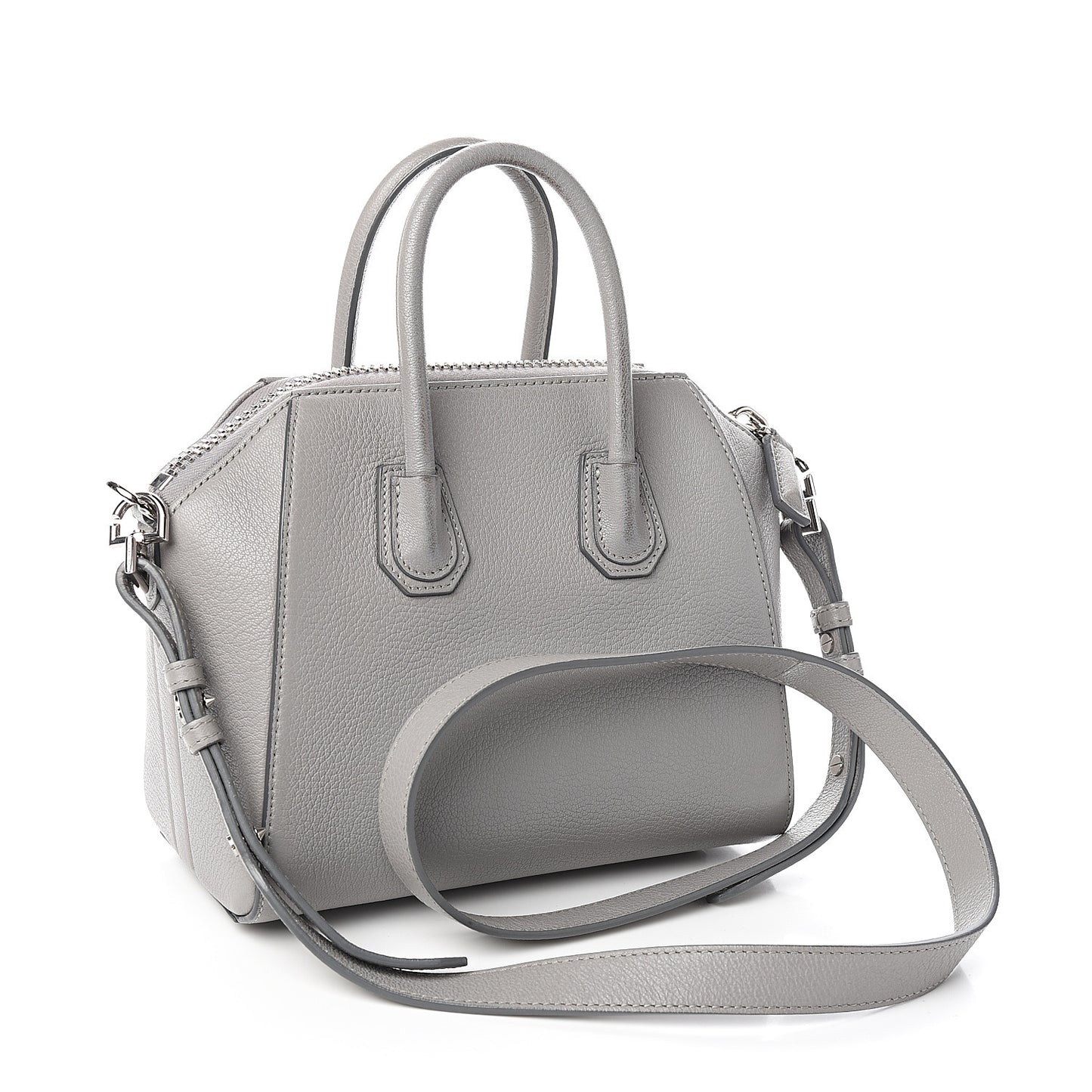 Sugar Goatskin Mini Antigona Pearl Grey
