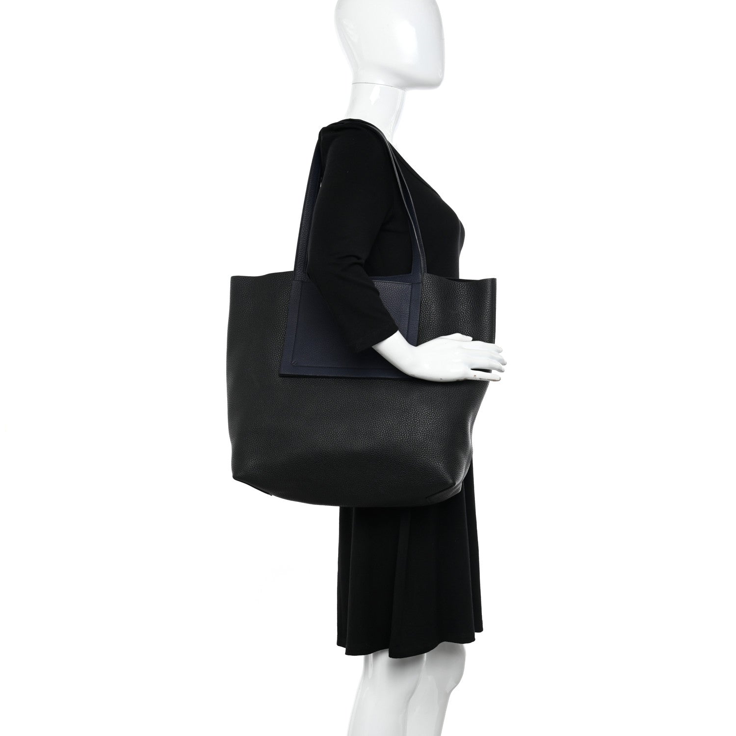 Hermes Taurillon Clemence Cabasellier 46 Black Navy Blue 2 of 10