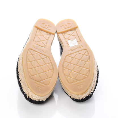 Chanel Lambskin Quilted CC Espadrilles 38 Black 5 of 10