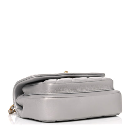 Chanel Calfskin Quilted Top Handle Flap Light Grey 4 of 12