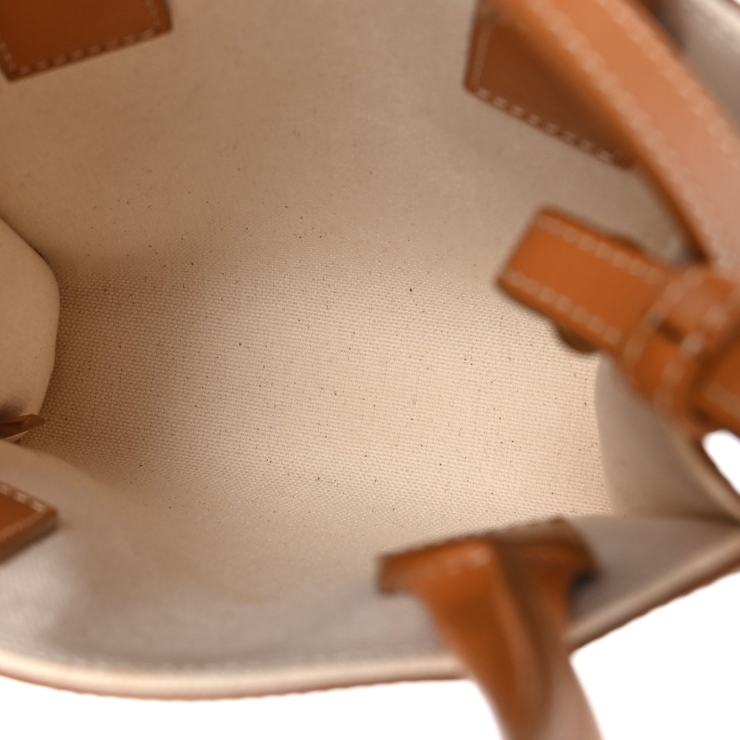 Canvas Calfskin Mini Vertical Cabas Natural Tan