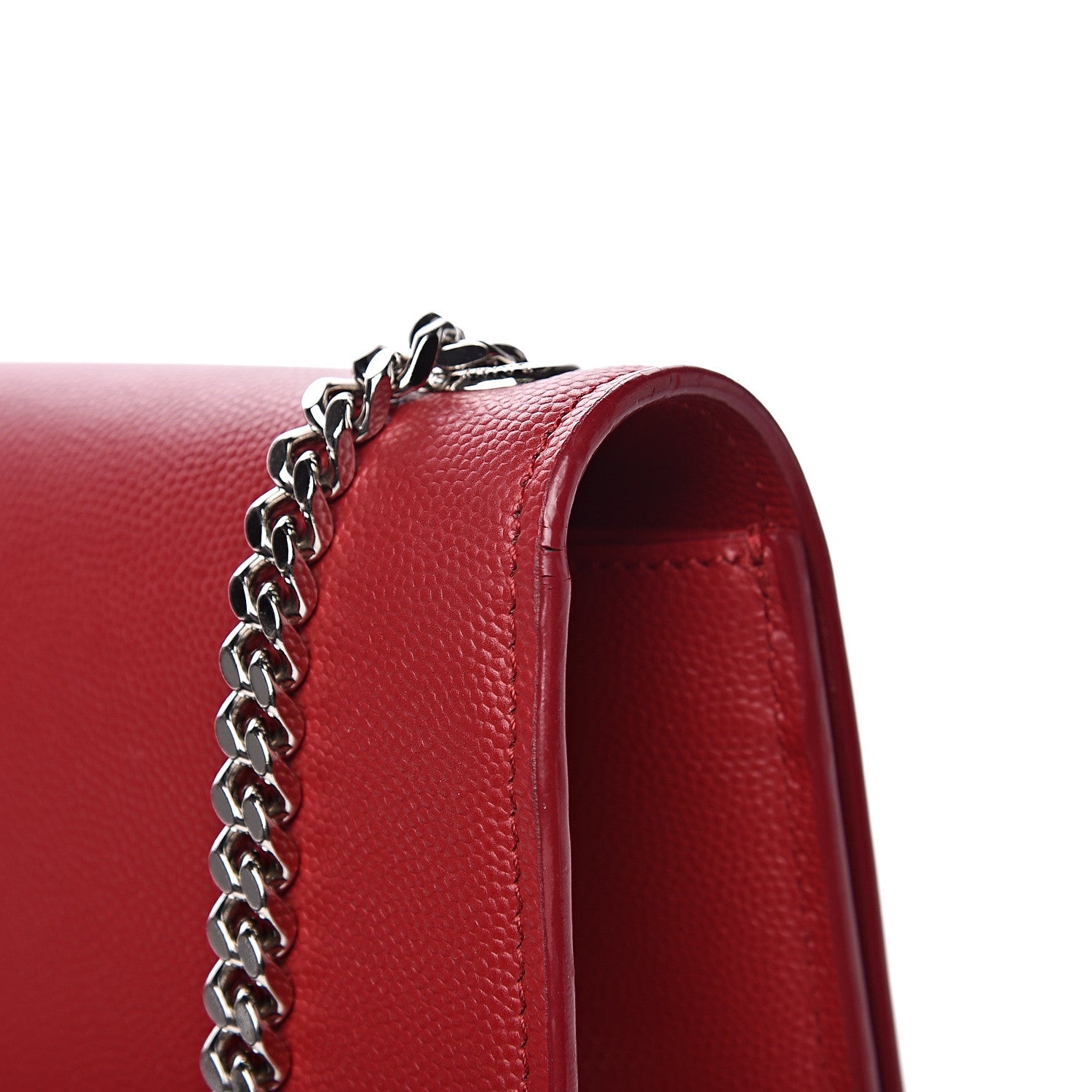 Saint Laurent Grain De Poudre Medium Monogram Kate Satchel Red 10 of 14