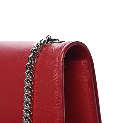 Saint Laurent Grain De Poudre Medium Monogram Kate Satchel Red 10 of 14