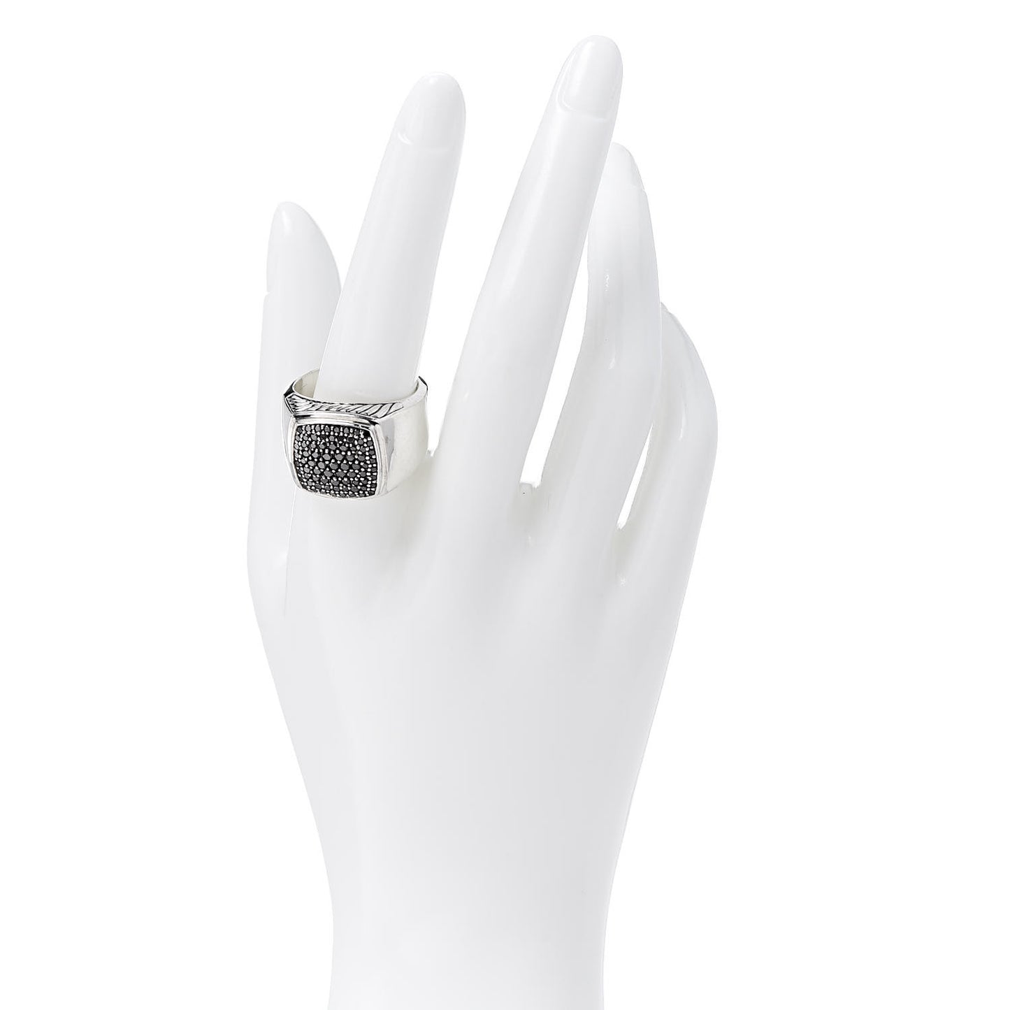 Sterling Silver Black Diamond Signet Ring 63 10.25