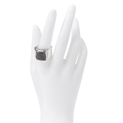 David Yurman Sterling Silver Black Diamond Signet Ring 63 10.25 2 of 5