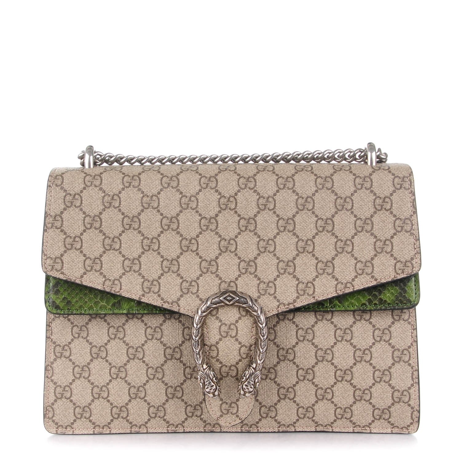 Gucci GG Supreme Monogram Python Medium Dionysus Shoulder Bag Green 1 of 7