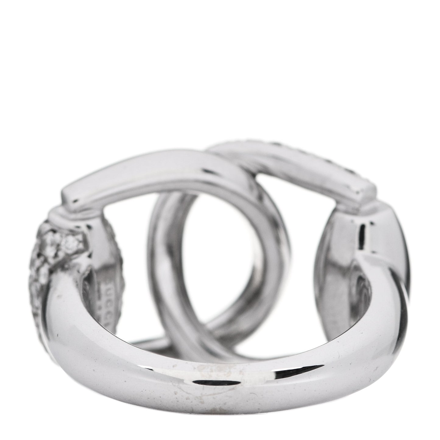 18K White Gold Diamond Double Horsebit Ring 53 6.25