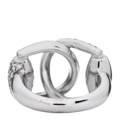 Gucci 18K White Gold Diamond Double Horsebit Ring 53 6.25 3 of 5