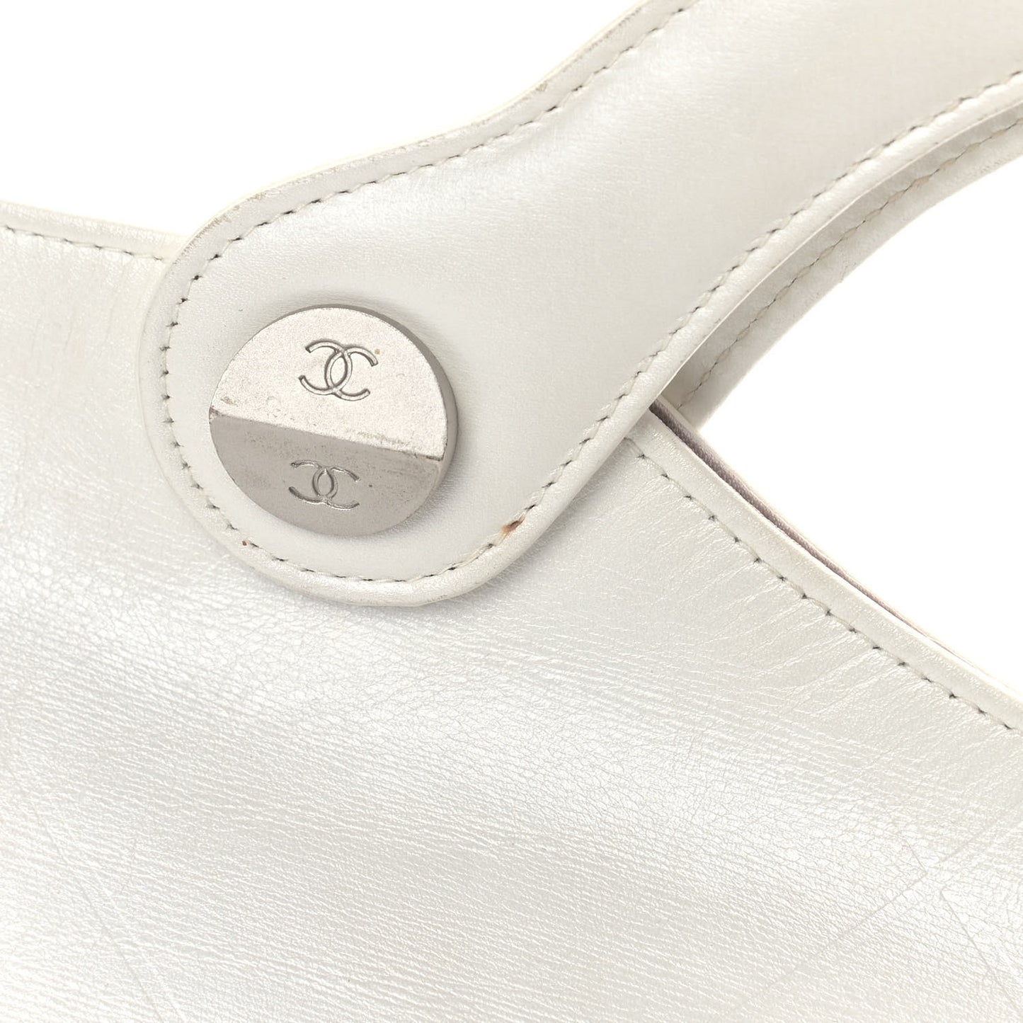 Calfskin Quilted Top Handle Tote Bag White