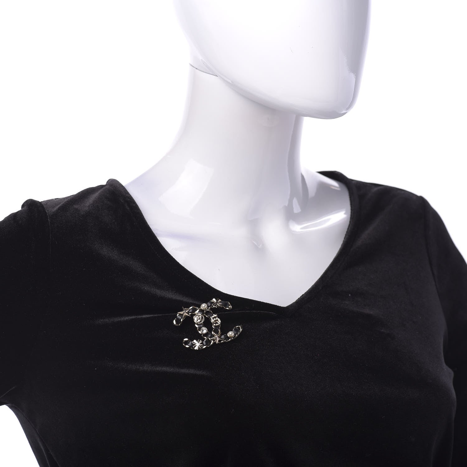 Chanel Lambskin Pearl Strass Sergeant Brooch Gold 4 of 5