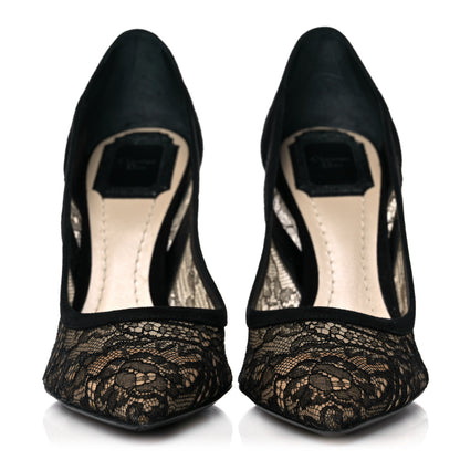 Christian Dior Lace Suede Lingerie Pumps 36.5 Black 2 of 8