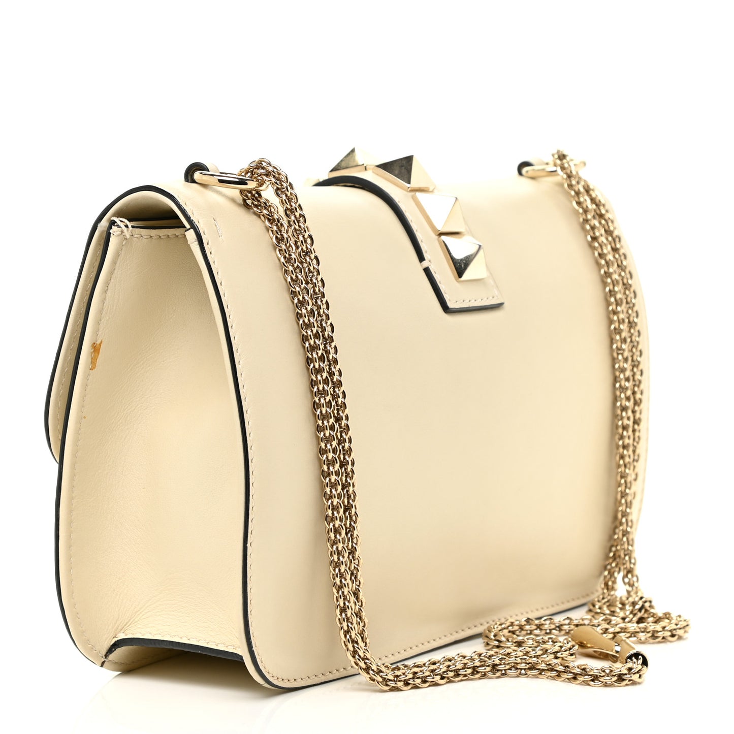 Vitello Medium Glam Lock Rockstud Flap Light Ivory