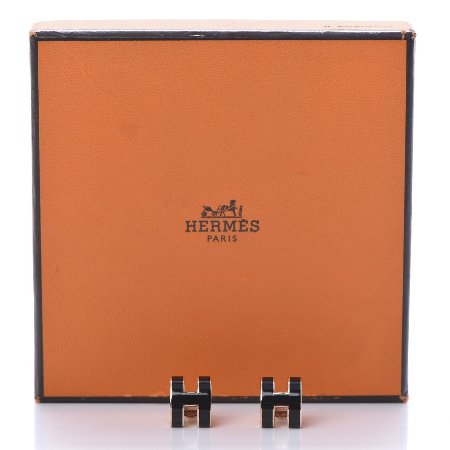 Rose Gold Lacquered Pop H Earrings Black