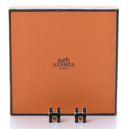 Hermes Rose Gold Lacquered Pop H Earrings Black 6 of 6