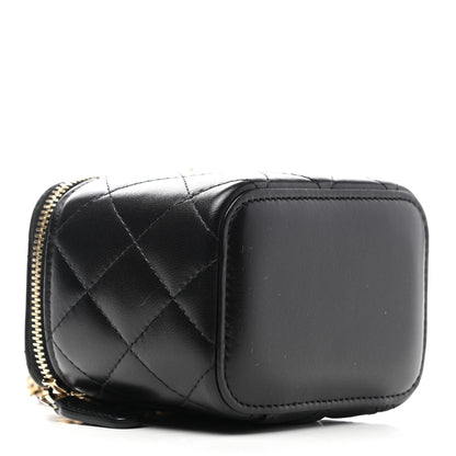Chanel Lambskin Quilted Mini Pearl Crush Vanity Case With Chain Black 4 of 7