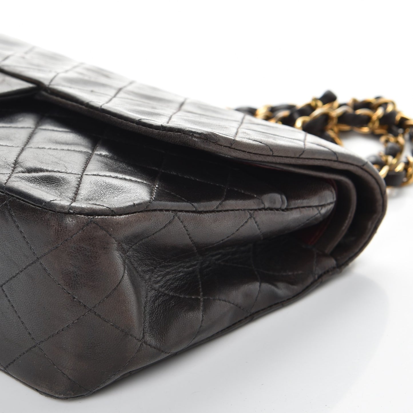 Lambskin Quilted Medium Double Flap Black
