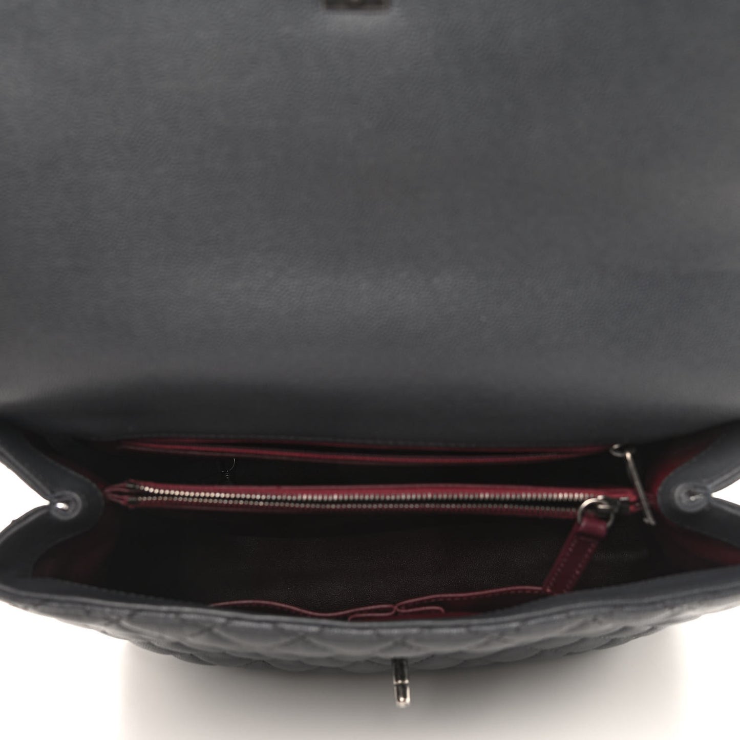 Caviar Lizard Quilted Large Coco Handle Flap Grey