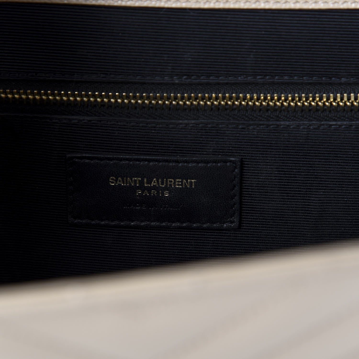 Saint Laurent Grain De Poudre Matelasse Chevron Large Monogram Satchel Dark Beige 11 of 14