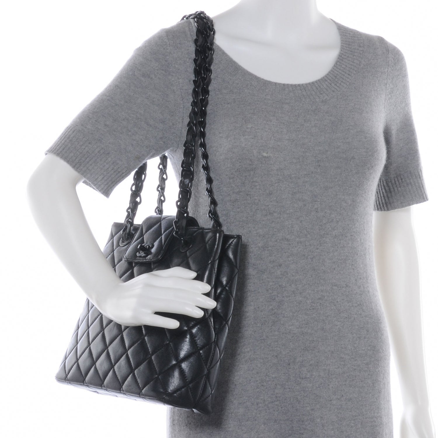 Chanel Lambskin Shoulder Bag w Resin Chain Black 2 of 8
