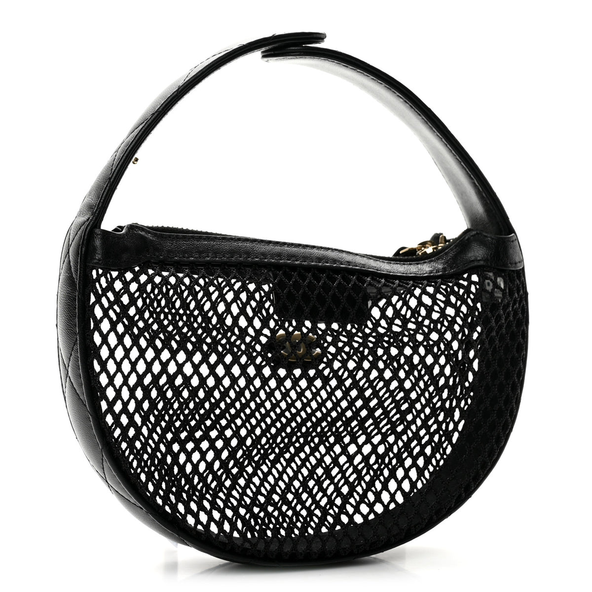 Chanel Mesh Shiny Lambskin Pouch Hobo Black 3 of 11