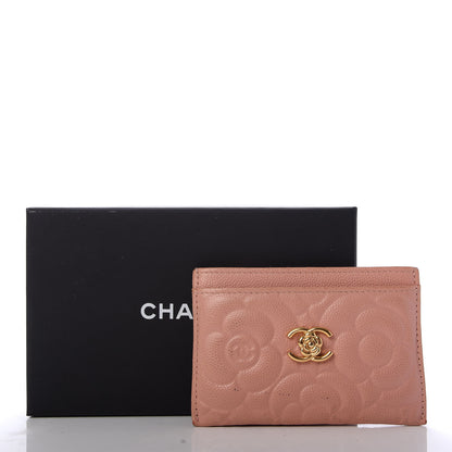 Chanel Caviar Camellia Embossed Card Holder Beige 9 of 9