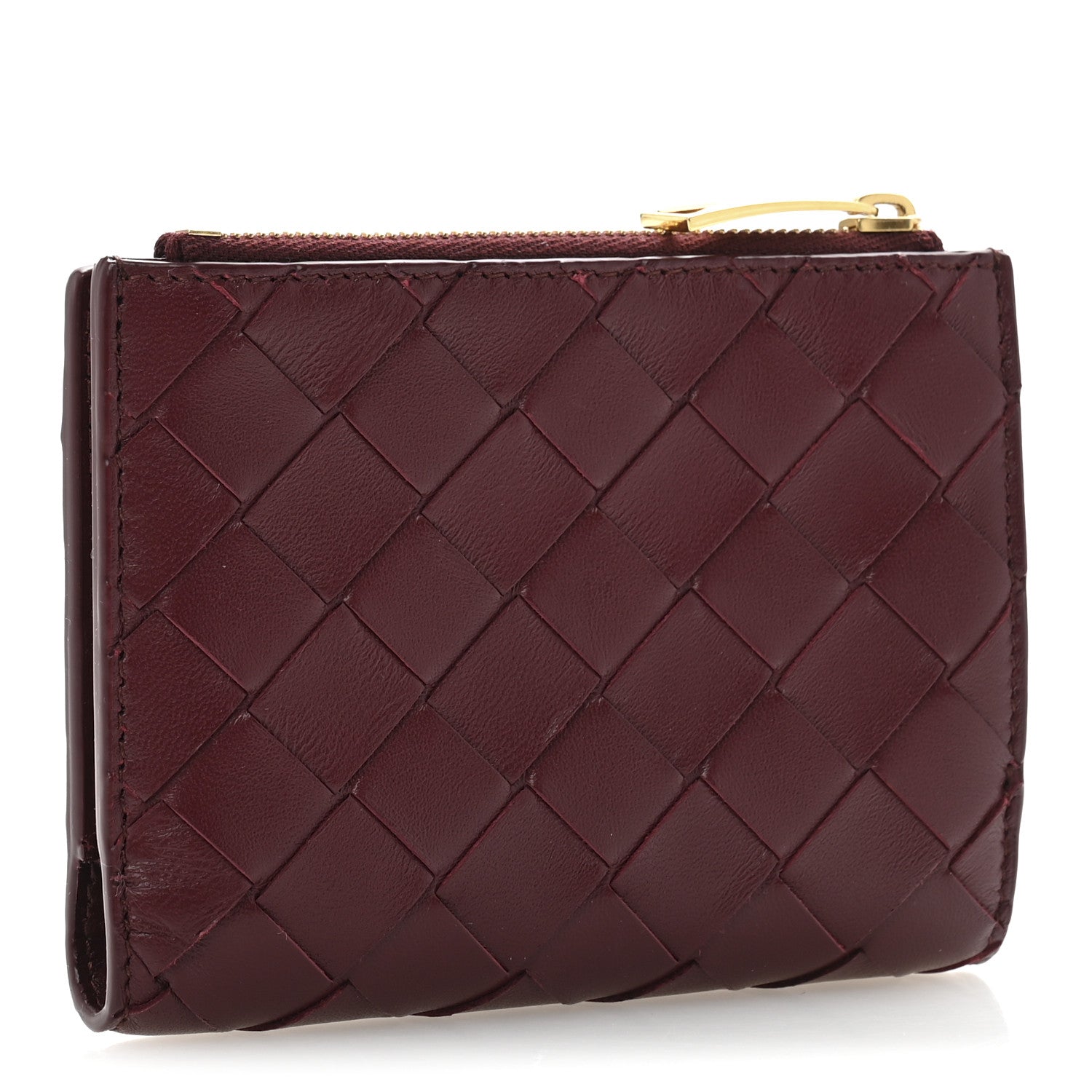 Bottega Veneta Nappa Intrecciato Small Bi-Fold Zip Wallet Barolo 3 of 10