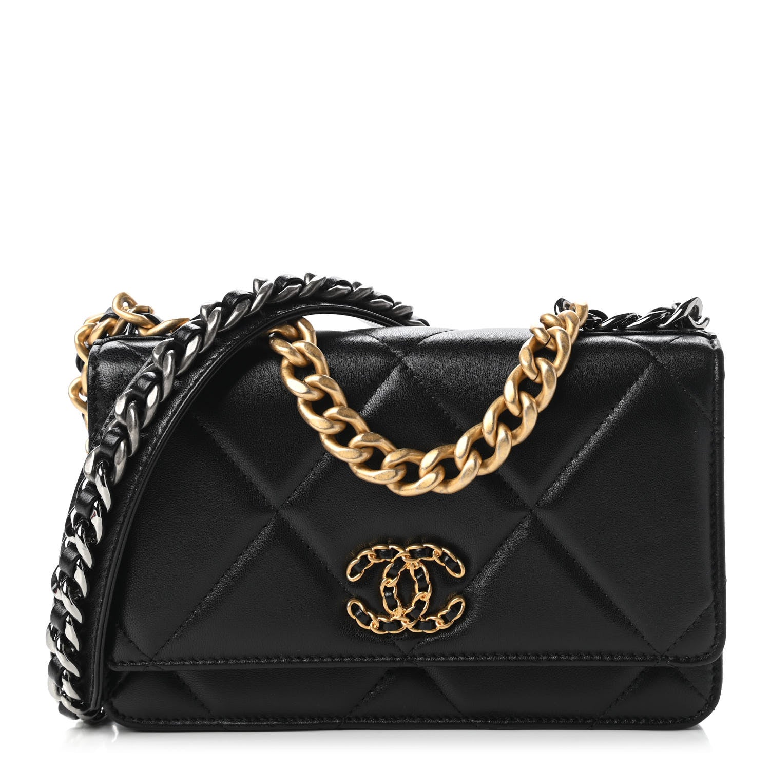 Chanel Lambskin Quilted Chanel 19 Wallet On Chain WOC Black 1 of 12