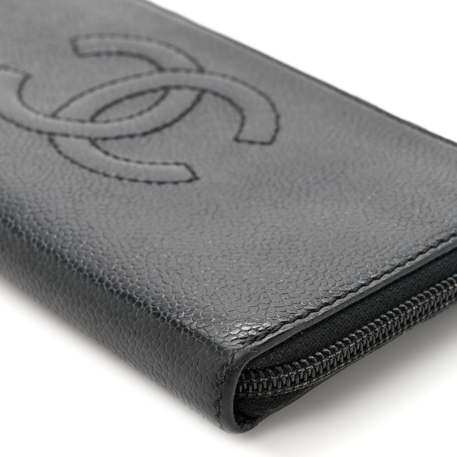 Chanel Caviar CC Timeless Large Zip Around Wallet Black 10 of 13