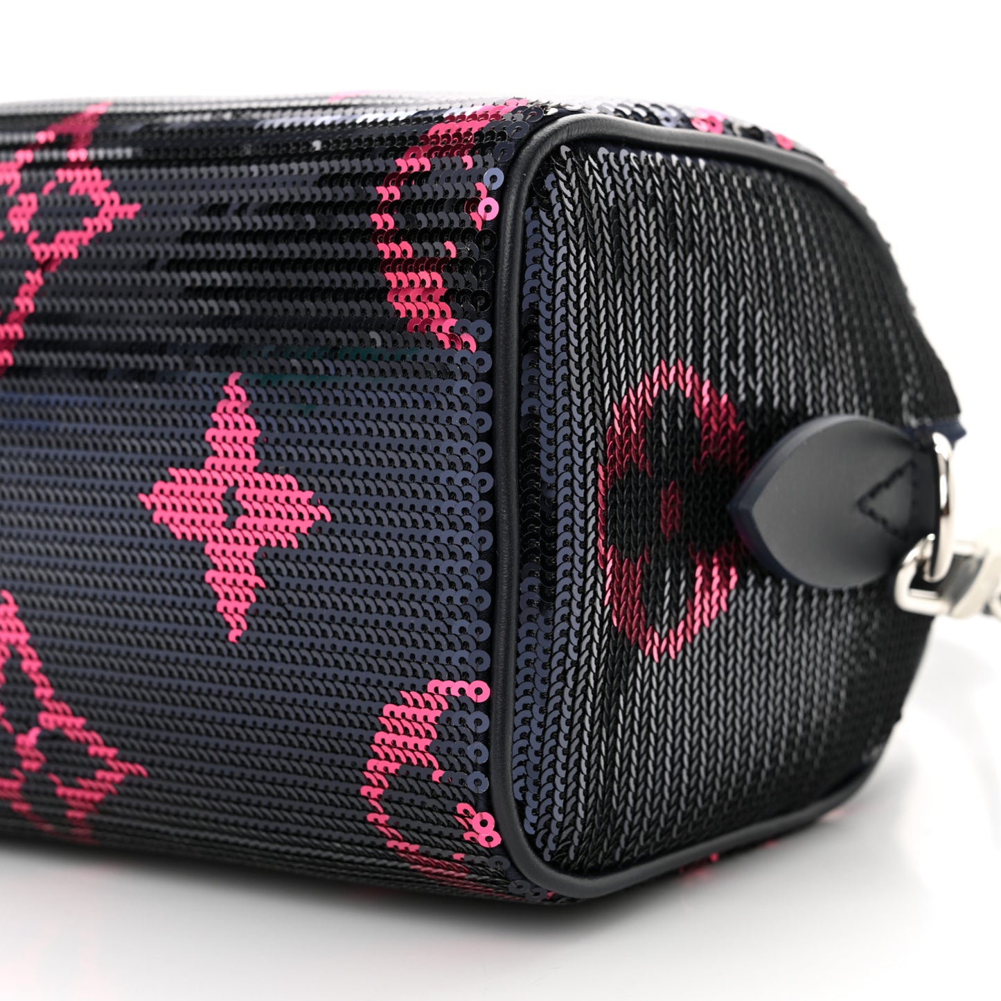 Giant Monogram Sequins Speedy Bandouliere 18 Navy Fuchsia