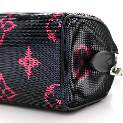 Louis Vuitton Giant Monogram Sequins Speedy Bandouliere 18 Navy Fuchsia 9 of 10
