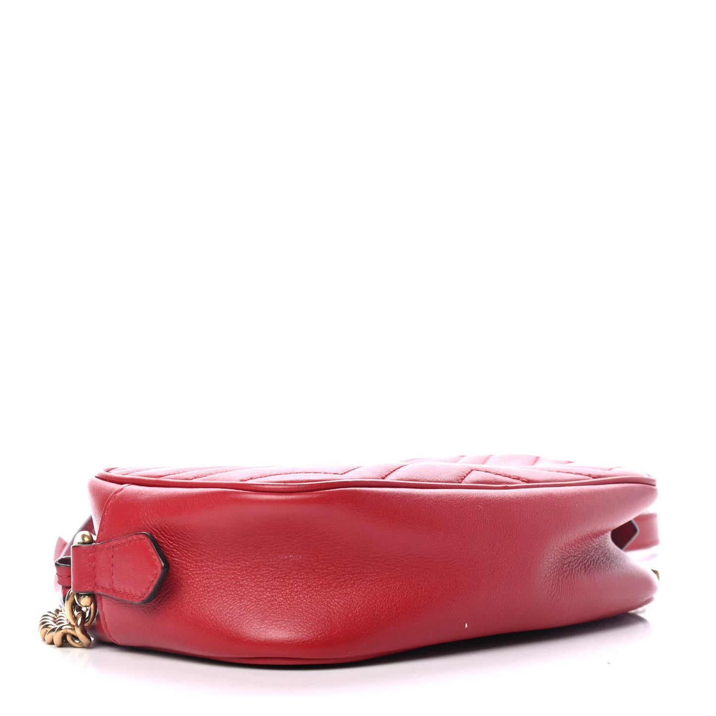 Calfskin Matelasse Mini GG Marmont Chain Shoulder Bag Hibiscus Red