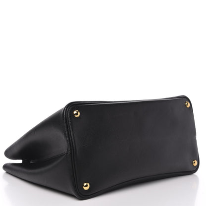 Prada Saffiano Cuir Medium Double Bag Black Fuoco 4 of 10