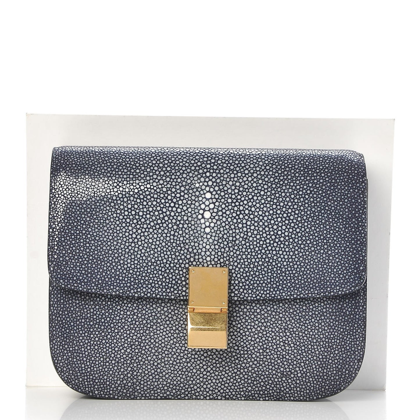 Stingray Medium Classic Box Flap Bag Navy