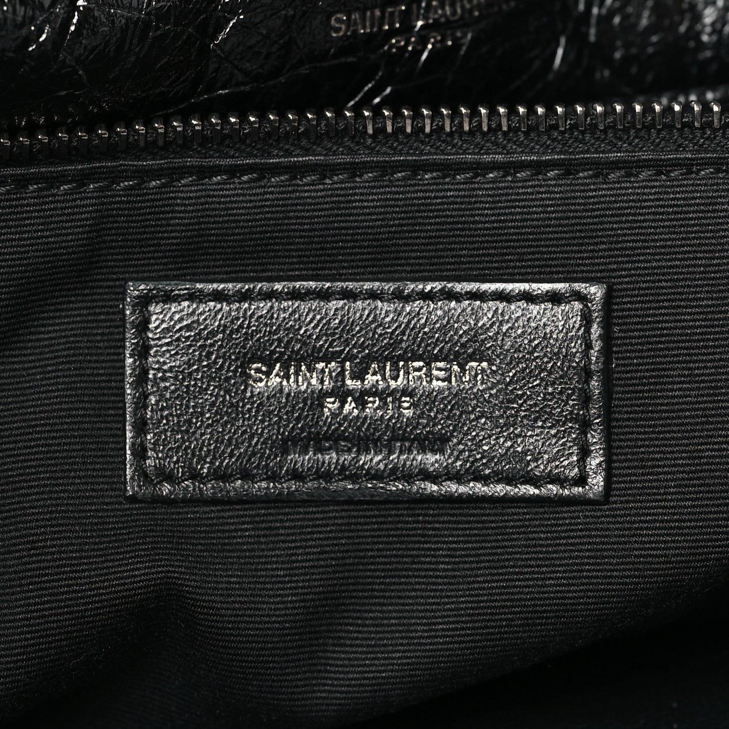 Crinkled Calfskin Matelasse Monogram Large Niki Chain Satchel Black