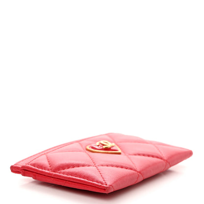 Chanel Lambskin Plexiglass Quilted Coco Love Card Holder Red 5 of 9