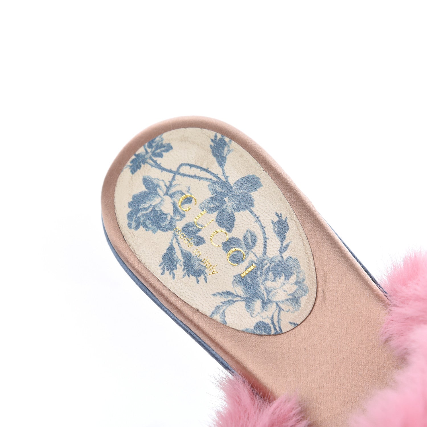 Gucci Faux Fur Silk Satin Crystal Candy Mules 38 Rosa Carta Zucchero 12 of 14