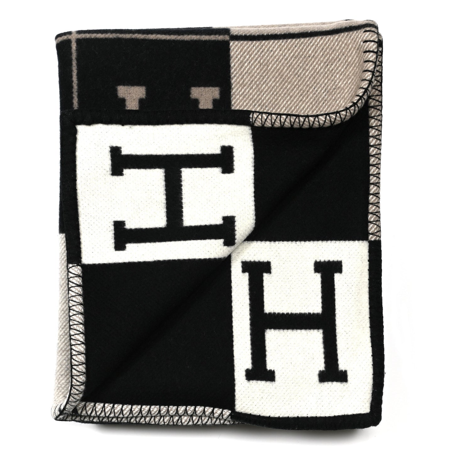 Wool Cashmere Avalon III Blanket Ecru Black