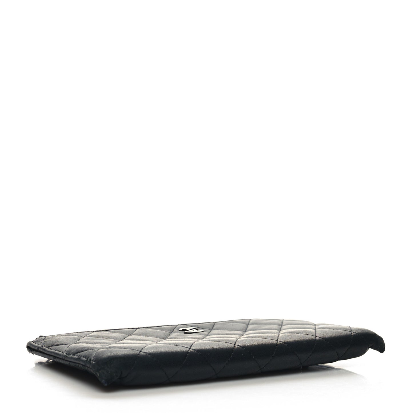 Lambskin Quilted Zip Pouch Black