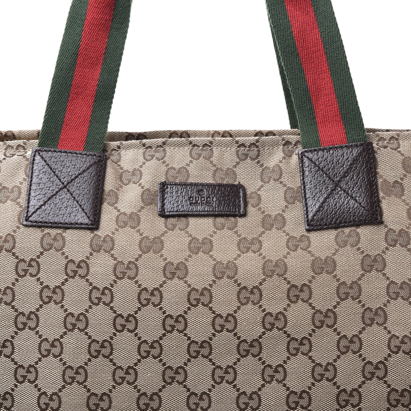 GG Monogram Large Web Handle Vertical Tote Dark Brown