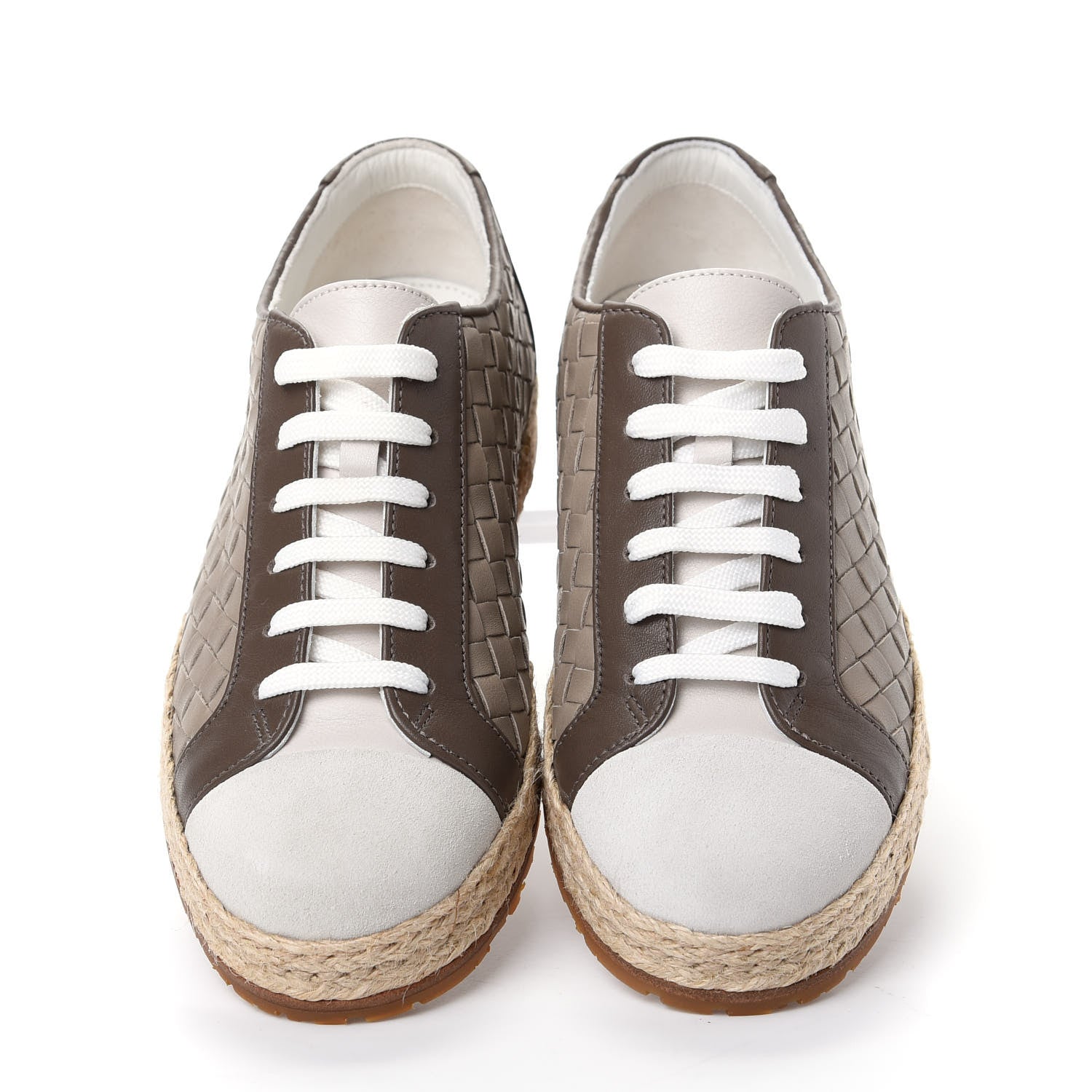 Bottega Veneta Nappa Intrecciato Espadrille Lace up Sneakers 35 Brown 5 of 11