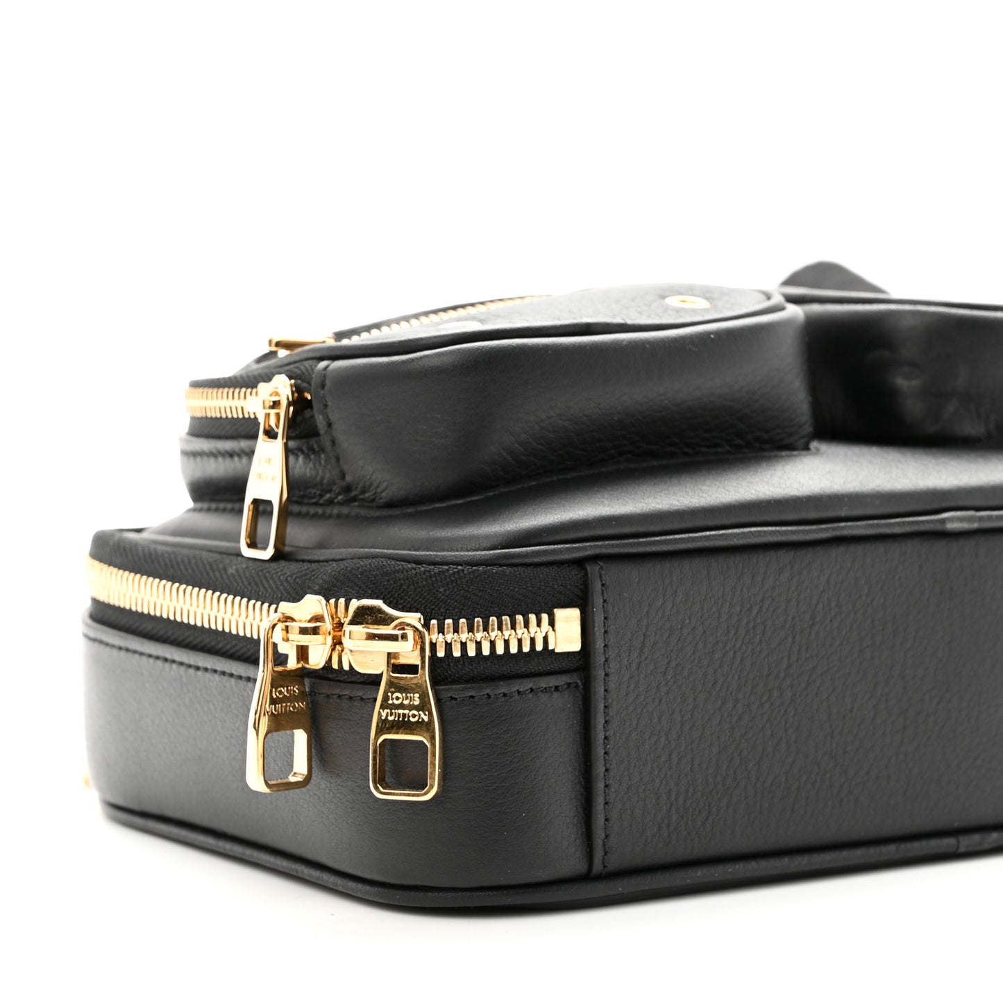 Calfskin Monogram Embossed Utility Crossbody Black