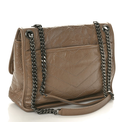 Saint Laurent Crinkled Calfskin Matelasse Monogram Medium Niki Chain Satchel Light Taupe 3 of 10