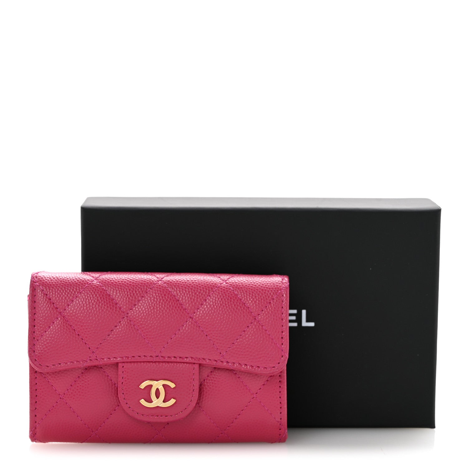 Chanel Caviar Quilted Flap Card Holder Wallet Dark Pink 11 of 11