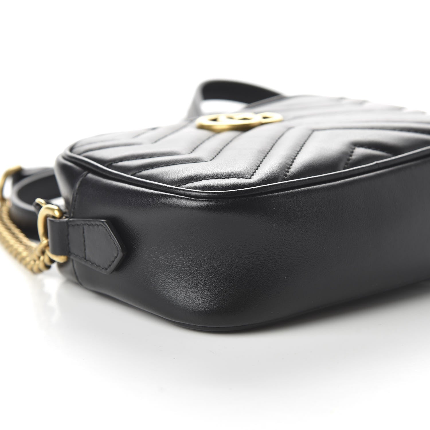 Gucci Calfskin Matelasse Mini GG Marmont Chain Shoulder Bag Black 6 of 10