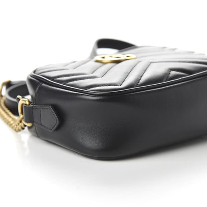 Gucci Calfskin Matelasse Mini GG Marmont Chain Shoulder Bag Black 6 of 10
