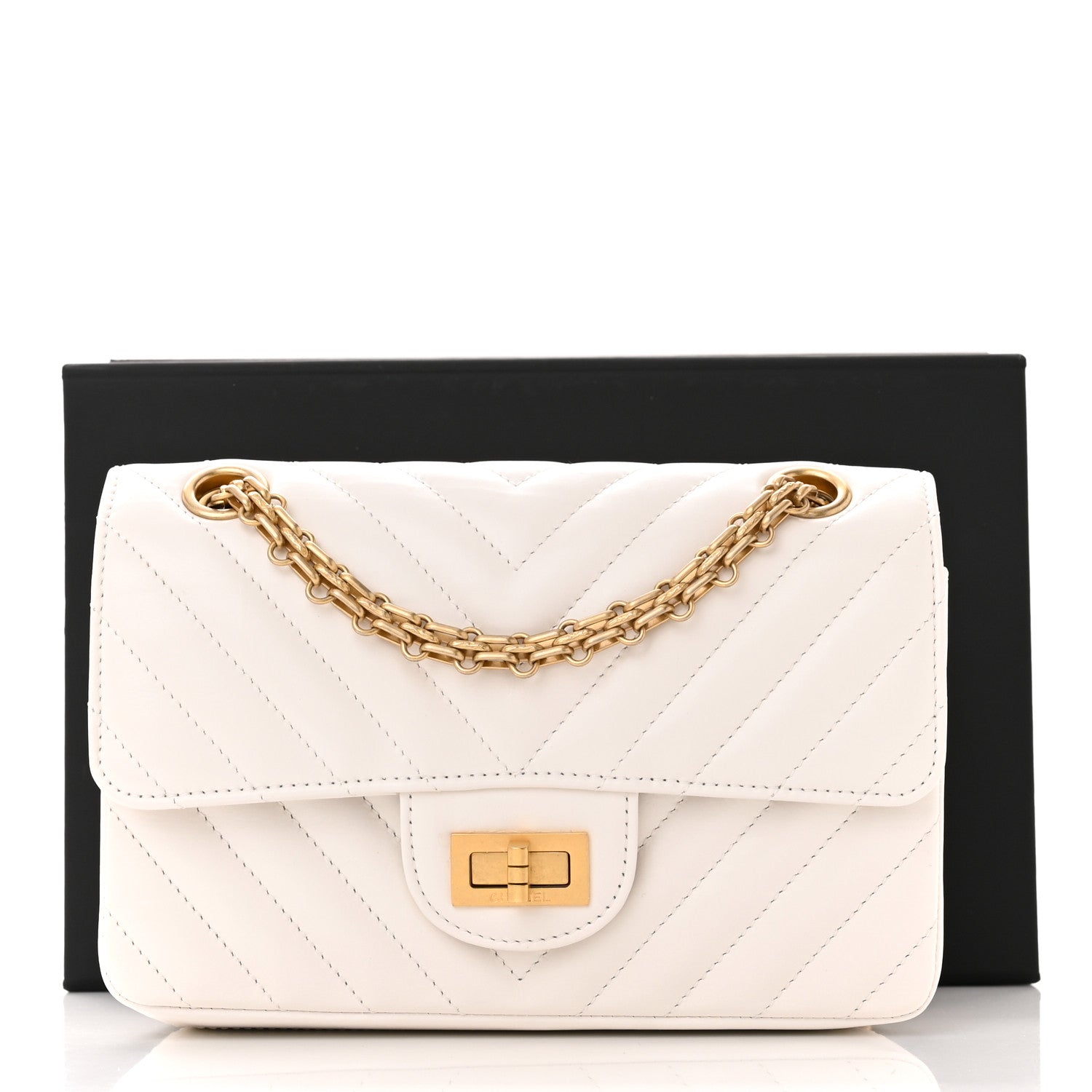 Chanel Aged Calfskin Chevron Quilted 2.55 Reissue Mini Flap White 11 of 11