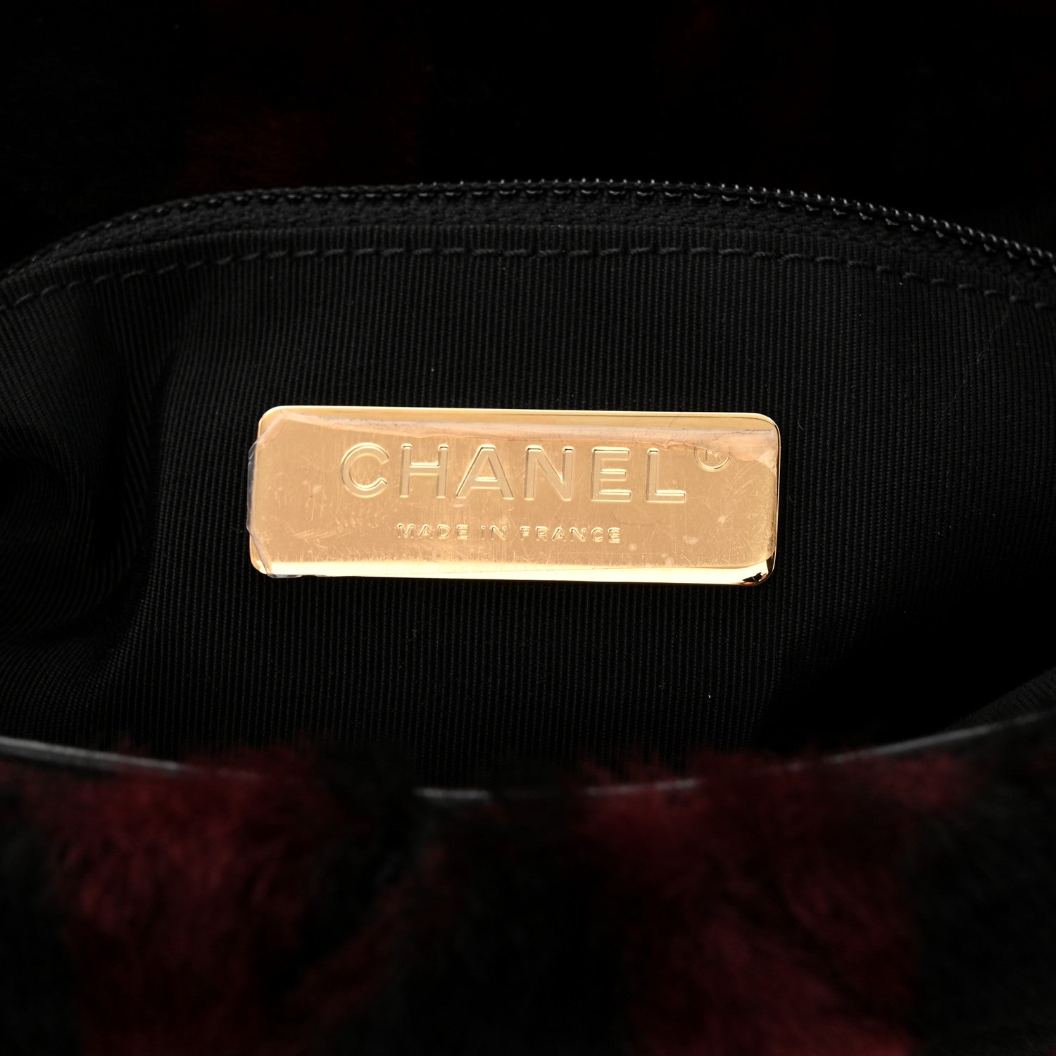 Chanel Shearling Striped Medium Chanel 19 Flap Red Black 6 of 11