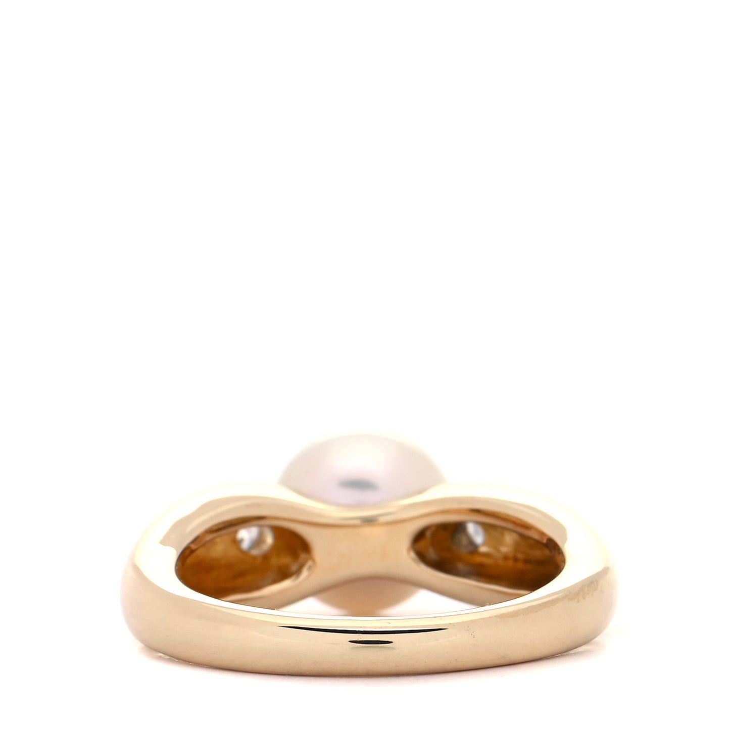 18K Yellow Gold Diamond Pearl 8mm Ring 52 6