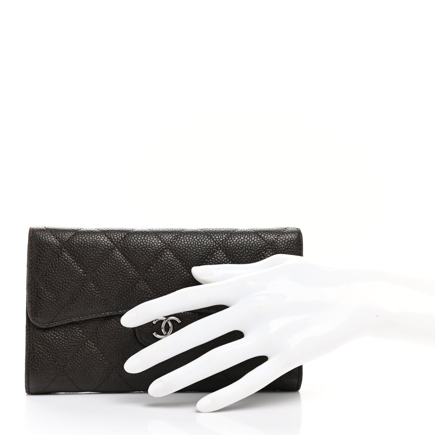 Chanel Caviar Quilted Large Flap Wallet Dark Brown 2 of 13